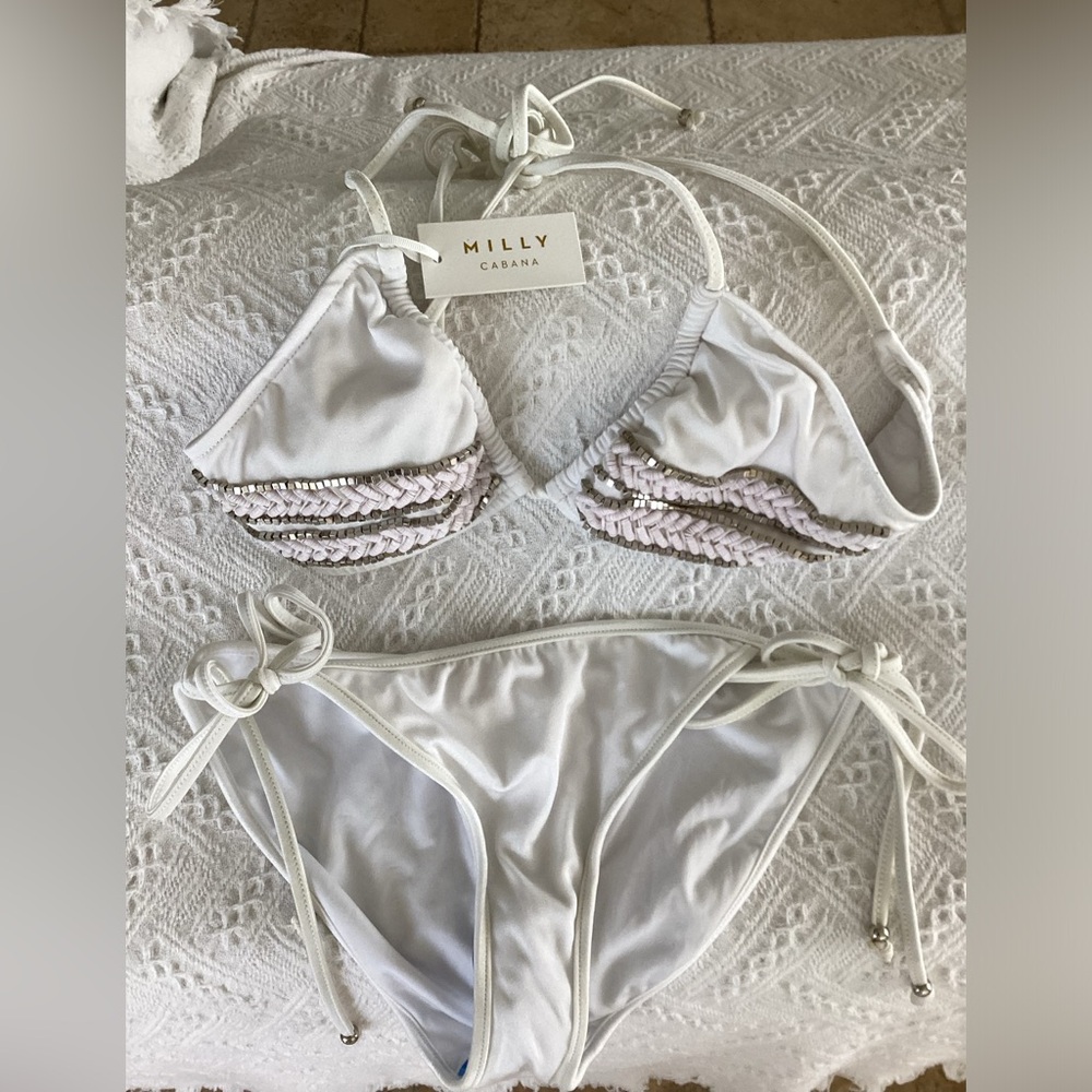 Milly Cabana White Bikini Set sz M NWT